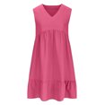thumbnail image 4 of Yuyuzo Robes d'Été pour Femmes Sans Manches à Col en V Mini Robe T-Shirt Plissée à Volants Fluide Plage Vacances Robes d'Été, 4 of 6