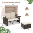 thumbnail image 3 of Gymax Lit de Jour en Rotin avec Dossiers Réglables et Auvent Rétractable pour Patio Beige, 3 of 4