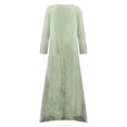 thumbnail image 5 of Robe Maxi d'Été pour Femmes à Manches Mi-Longues, Col, Décontractée, Ample, Longue, de Plage, à Boutons, Grande Taille, Robe Bohème, Robe Soleil, Froncée, Fluide, Longue pour Femmes, 5 of 5