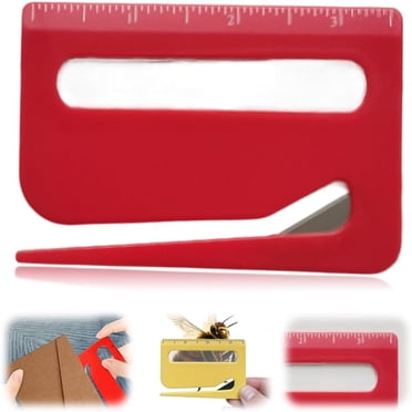 Ouvre-enveloppe, Ouvre-Lettres Amélioré Trancheur d'Enveloppes, Outil Ouvre-Courrier Coupe-Emballage, Outil Coupe-Papier d'Emballage avec Extrémité Pointue et Loupe et Échelle