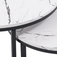 thumbnail image 4 of CorLiving Fort Worth White Faux Marble Finish Engineered Wood Round Indoor Nesting Coffee Tables with Black Steel Base, 4 of 8