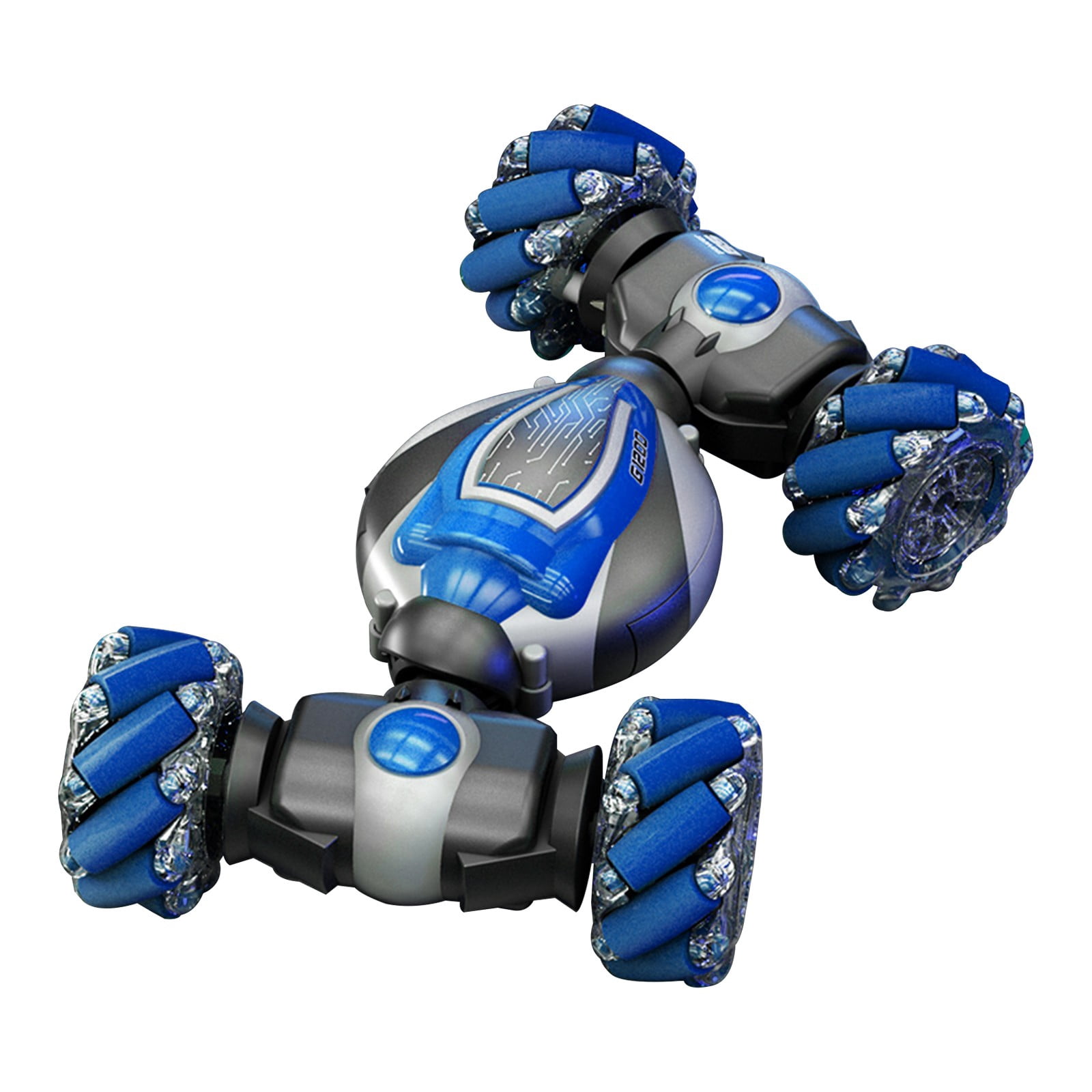 Blue Remote Control Car Toy 2.4G 4Wd Stunt Drift Rc Truck With Led Lights Transformable Climbing Vehicle For Kids 6.3X4.3X2.8 Inches
