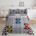 thumbnail image 2 of Erosebridal Colorful Race Car Bedding Sets King with Comforter for Teens Kids, Racing Track Duvet Insert, Grey, Reversible 3pcs, 2 of 7