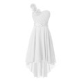 thumbnail image 1 of RUNQHUI Robe à une Épaule pour Enfants Filles en Mousseline Demoiselle d'Honneur Robe Asymétrique Formelle Bal Fête Robes Blanc 10, 1 of 6