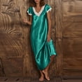 thumbnail image 2 of Robe à Manches Courtes Femmes Manches Courtes Col en V Tenue d'Intérieur Pyjamas Longue Robe Chemises de Nuit Vêtements de Nuit, 2 of 7
