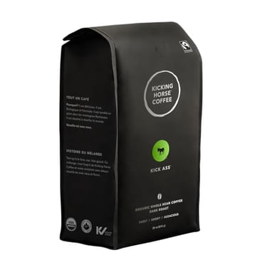 Kicking Horse Coffee - Kick Ass Blend, Whole Bean 100% Arabica Coffee | Dark Roast | All Organic & Fairtrade | 850 g