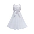 thumbnail image 2 of Robe Fille Grise en Chiffon Demoiselle d'Honneur Maxi Robe de Bal 6 Ans, 2 of 5