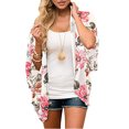 thumbnail image 2 of Pompotops Kimono en Chiffon à Imprimé Floral pour Femmes, Châle Cardigan à Manches Mi-Longues et Coupe Ample, 2 of 4