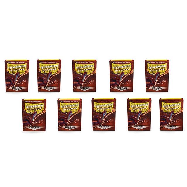 10 Packs Dragon Shield Matte Crimson Standard Size 100 ct Card Sleeves Display Case