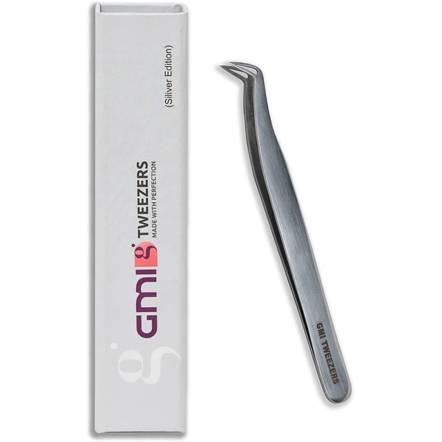 GMI Pince à Épiler Extension de Cils - Acier Inoxydable, Argent, Style Moderne
