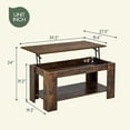 thumbnail image 3 of FDW Lift Top Coffee Table with Hidden Compartment and Storage Shelf, Brown, 3 of 8