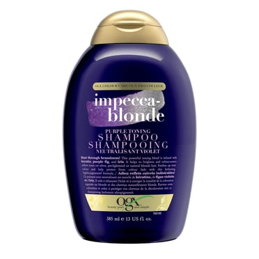 OGX Impecca-Blonde Shampooing Neutralisant Violet, Tonification du Blond pour Personnaliser Votre Blond