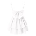 thumbnail image 5 of Women's Summer Blue Sling Dress - Square Neckline Backless Bow, Mesh Fabric, Double Ruffle Hem, Casual/Party, 5 of 5