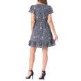 thumbnail image 3 of INSPIRE CHIC Women's Ruffle Sleeve Self-Tie V Neck Above Knee Ruffled A-Line Floral Chiffon Dress L Dusty Blue, 3 of 6