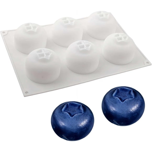 PpgejGEK 6-Cavity Blueberry Silicone Baking Mold - Non-Stick Fruit-Shaped Cake Pan - Flexible Oven Safe Tray for Chocolate Jelly Mousse - BPA-Free