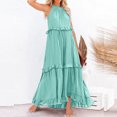 thumbnail image 4 of Plus Size Dresses Sleeveless Maxi Dress Casual Flowy Ruffle Elegant Solid Sundress Light Blue S, 4 of 5