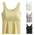 thumbnail image 1 of Letimco Soft Seamless Bralette Tank Top for Women - Sleeveless Round Neck Solid Color With Built In Bra Pads for Yoga Daily Home, 1 of 7
