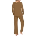 thumbnail image 5 of Tnhcen Ensemble de Pyjama 2 Pcs pour Femmes Ensemble de Détente Col Rond Manches Longues Pantalon Taille avec Poches P-3TG, 5 of 5