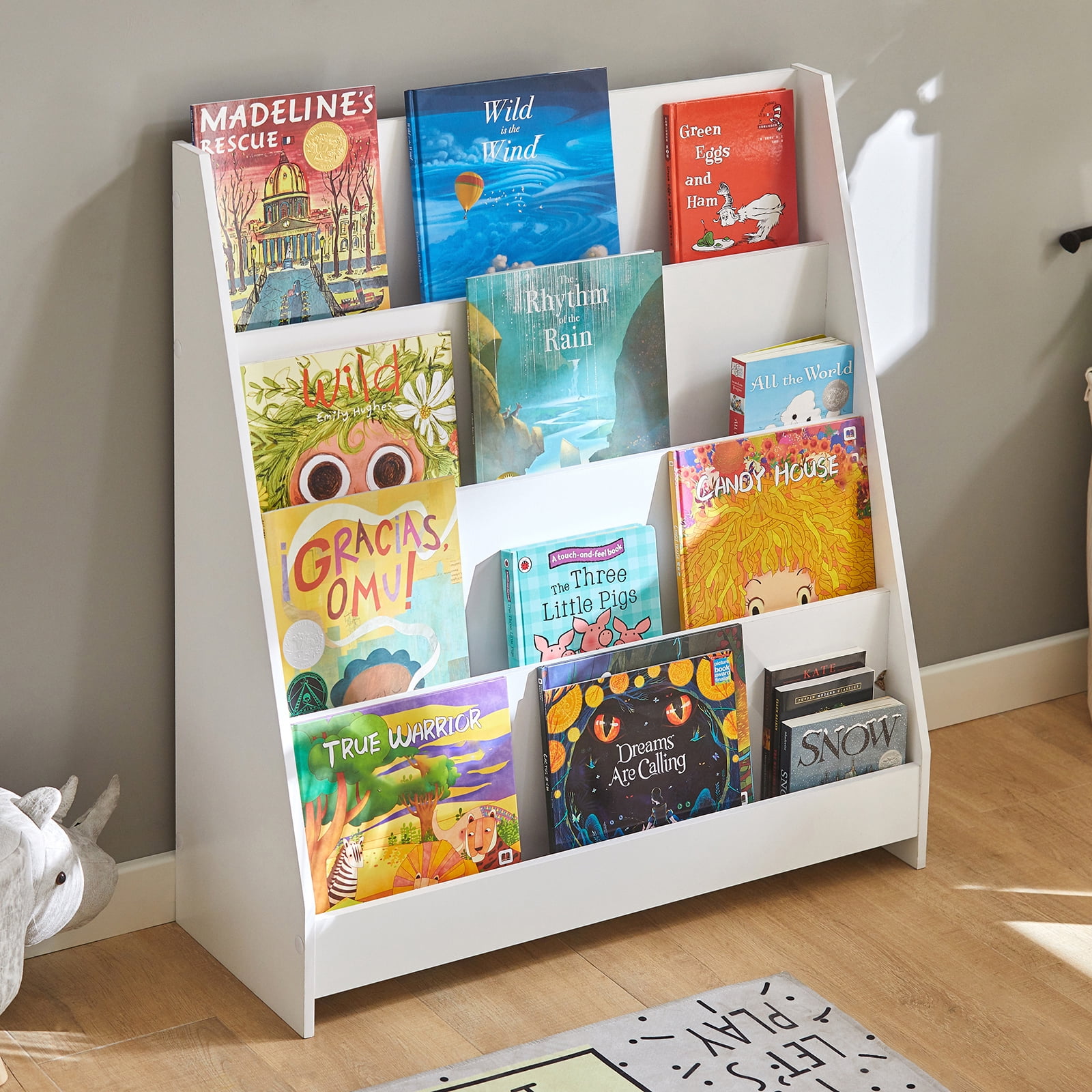 SoBuy KMB32-W , Bibliothèque pour Enfants Étagère de Rangement avec 4 Étagères