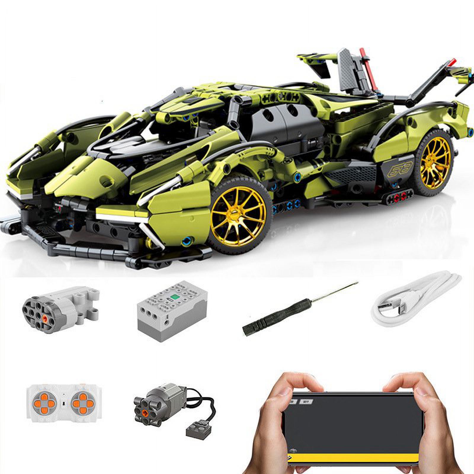 EASTIN V12-GT Super Sports car Building Blocks Kit 1 14 Scale MOC Building Blocks Car Model Toys for 14+ Year Boys Adult(1239 Pieces)