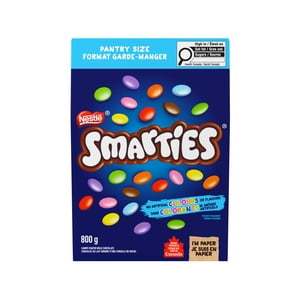 SMARTIES Chocolat au lait dans une coquille de conserve colorée, taille de cellier, préparé au Canada