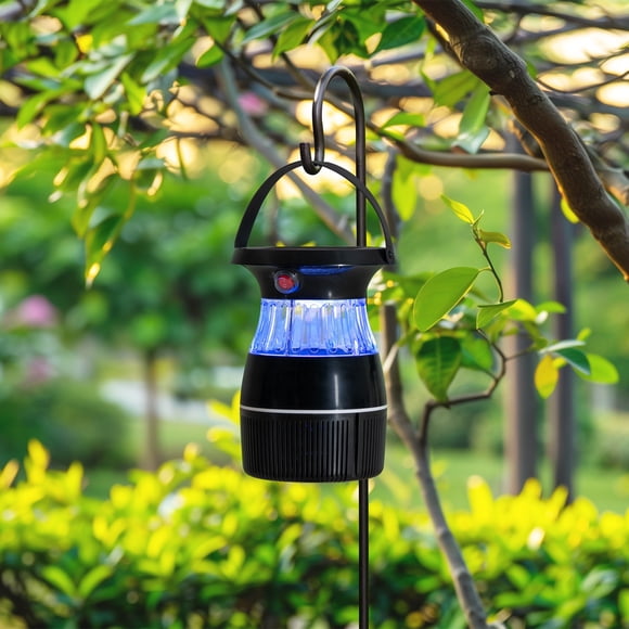 Sunjoy Solar Bug Zapper Insect Trap with Suction Fan, Solar and Battery Powered Garden Light with Insect Control Function