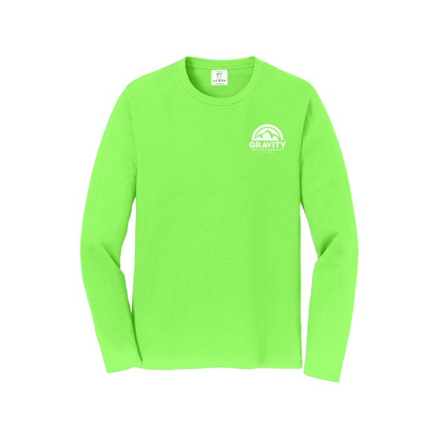 Gravity Outdoor Co. Chandail à Manches Longues - Vert Flash - Logo Blanc - 2TG