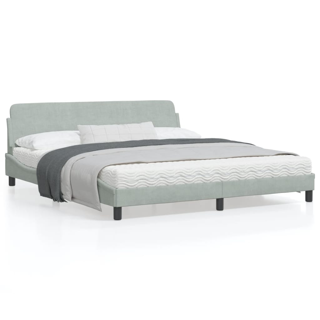 vidaXL Cadre de Lit avec Tête de Lit Gris Clair 183x213 cm Velours