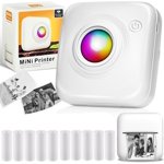 Mini Sticker Printer for Creative Projects, Inkless Printing Anywhere with High-resolution Portable Printer, Multipurpose Uses for DIY, Office, Home (Includes Print App Templates)