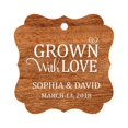 thumbnail image 1 of Darling Souvenir Grown With Love Personalized Fancy Frame Bonbonniere Wedding Party Favor Paper Tags-Rustic Wood-100 Tags, 1 of 1