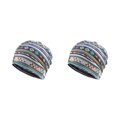 thumbnail image 3 of Maytalsory Bonnet Ethnique Style Hijab Floral Imprimé Coloré Turban Réglable Oreille Protection Style Accessoires Bonnet Bleu Bande 2Set, 3 of 6