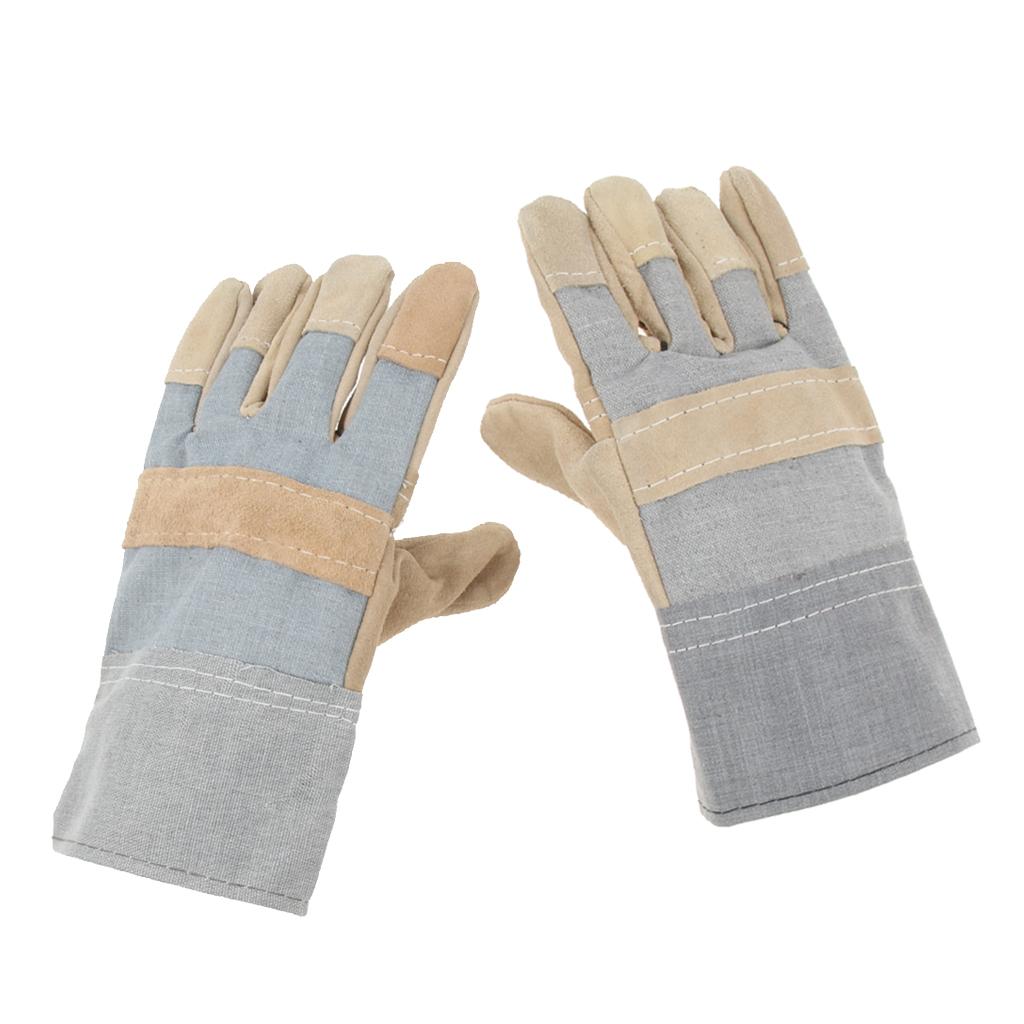 S SERENABLE Leather Work Gloves High Temperature Resistant Non Slip Anti-Cutting