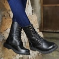 thumbnail image 4 of LSLJS Chaussures en Cuir pour Hommes, Chaussures en Cuir pour Hommes Mode Décontractée Style Britannique Couleur Unie Bout Rond Rétro à Lacets Résistance à l'Abrasion Antidérapantes Chaudes Chevalier Cowboy, 4 of 9