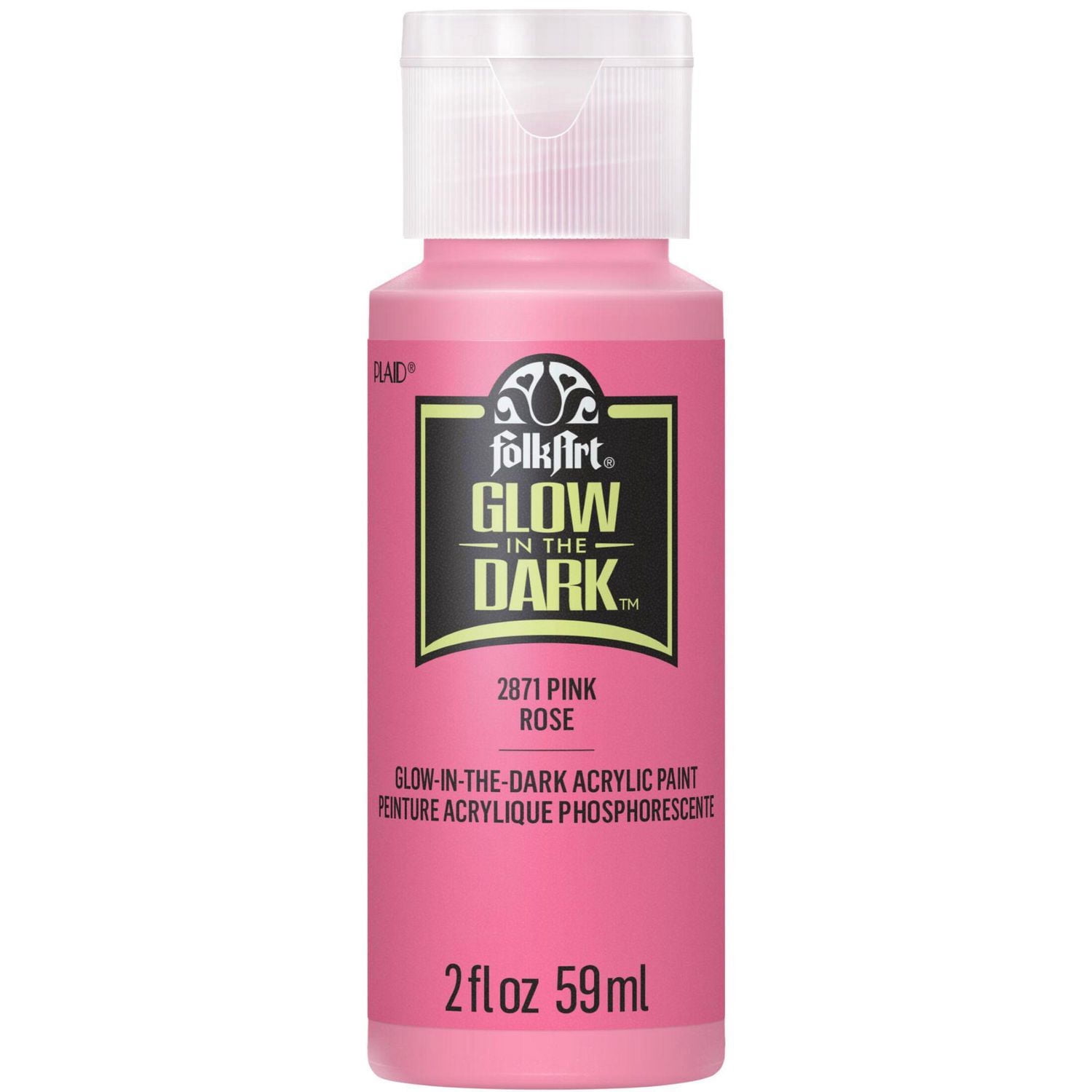 Peinture acrylique phosphorescente FolkArt - Rose, 59 ml