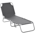 thumbnail image 1 of Outsunny Folding Outdoor Lounge Chair for Patio, Garden, Poolside, Grey, 1 of 10