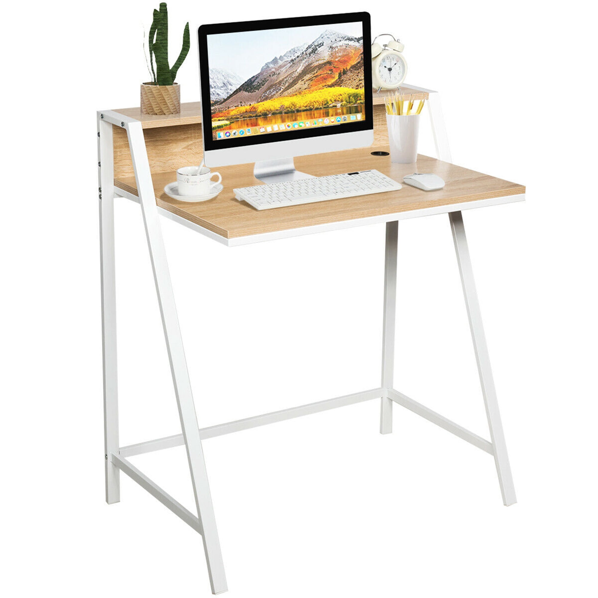 Gymax Computer Desk PC Laptop Table Study Writing Office Workstation w/Monitor Stand