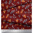 thumbnail image 2 of Soimoi Tissu Popeline de Coton Rouge Imprimé Baies Feuilles 1 Yard 42 Pouces de Large, 2 of 2