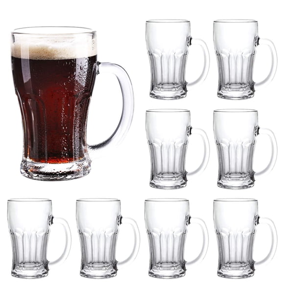 QAPPDA Ensemble de Tasses à Bière, Tasses en Verre avec Poignée 18 Oz, Grands Verres à Bière pour Congélateur, Tasses à Bière Verres à Boire 520 ml, Tasses à Boire de Pub Tasses d'Eau à la Stein pour Bar, Alcool, Boissons Ensemble de 8