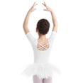 thumbnail image 2 of inhzoy Robe Tutu de Danse Ballet pour Filles Manches Courtes Justaucorps Combinaison de Gymnastique Performance de Scène Blanc 4TG, 2 of 6