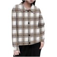 thumbnail image 2 of Mceream Women's Ribbed Knit Shacket Button Down Plaid Jackets Long Sleeve Sweater Shirts Fall Winter Trendy Cardigans Plus Size Winter Warm Outwear Chaqueta De Invierno Para Mujer Khaki XL, 2 of 5