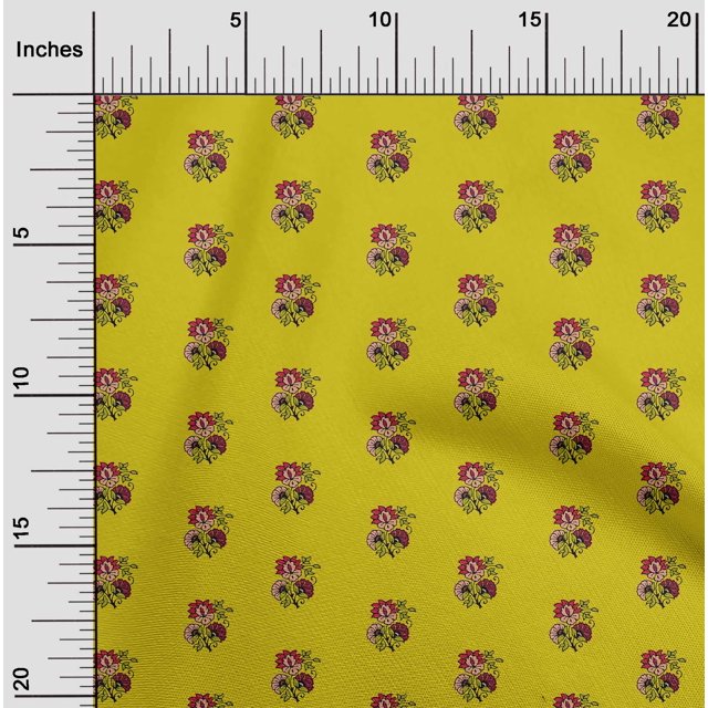 oneOone Cotton Poplin Fabric Floral Block Print Sewing Fabric BTY 56 Inch Wide