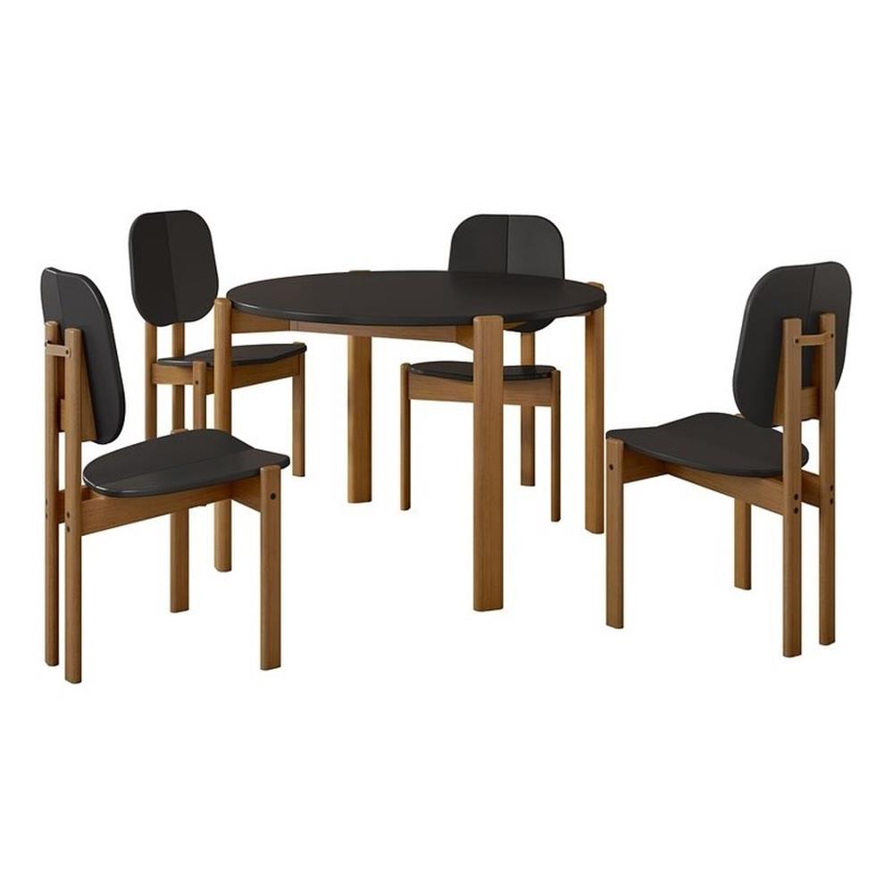 Gales Table à Manger Ronde 46,54 en Bois d'Ingénierie, Noire - Ensemble de 5