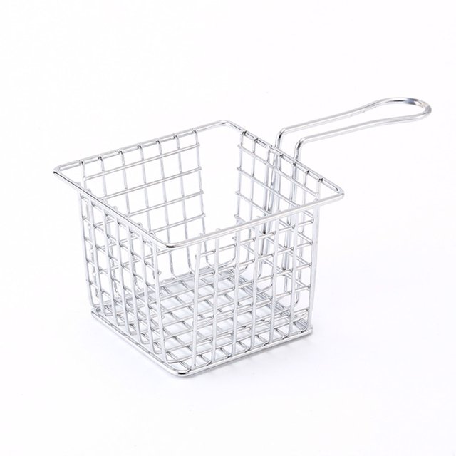 Iron Fryer Basket with Handle, Kitchen Frying Chips Fryer Strainer Cooking Tool for Home Kitchen Commercial Restaurant