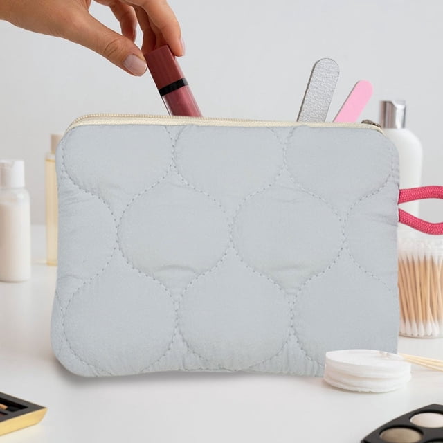 Chmadoxn Office Storage & Organization, Woolen Knitted Bag Striped Color-blocked Cosmetic Bag Pattern Cosmetic Bag Portable Cosmetic Bag Ins-style Pencil Case Polyester makeup pouch