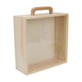 thumbnail image 1 of Wooden Box with Handle Keepsake Box Unpainted with Sliding Lid Empty Wooden Gift Boxes Wood Storage Box for DIY Storage Wedding Decorate Acrylic Lid Small, 1 of 8