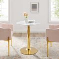 thumbnail image 1 of Modway Verne 28" Artificial Marble Dining Table in Gold White, 1 of 6