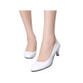 thumbnail image 3 of Bellella Womens Dress Shoes Mid Heel Pumps Pointed Toe Stiletto Heels Fashion Office Shoe Work White, Matte 7.5, 3 of 5