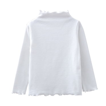Splozh T-Shirts à Manches Longues pour Filles Doux Basiques Tout-Petits Enfants Filles T-Shirt à Manches Longues Basique Intérieur T-Shirt Décontracté T-Shirts Hauts Unis Vêtements Blanc, 7-8 Ans