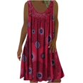 thumbnail image 1 of JUNWELL Robes d'Été pour Femmes Grande Taille Robes d'Été Grande Taille pour Femmes Plage Col en U Sans Manches Faux Deux Pièces Robe T-Shirt de Fête Midi Robe Ample, 1 of 4
