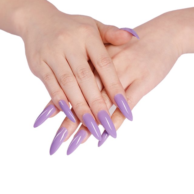 1 Set False Nails Wear-resistant Fashionable Classic Trend Different Colors Exquisite Appearance Distinctive Fake Accessories SM17-1978 Purple